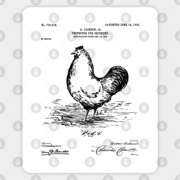 Chicken Hens Patent - Chef Cook Chicken Coop Art - White Sticker by patentpress